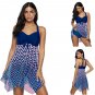 Women Super Size Swimdress 3XL Padded Mesh Beachwear Plaid Print Swimsuit