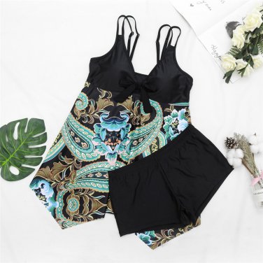 Women Plus Size Beach Dress Female Swimwear 2XL Floral Print Swimdress