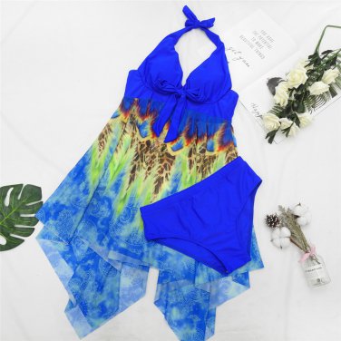 Big Size Beach Dresses Digital Printed Bathing Suit Summer Female Cover-ups