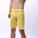 Men Fetish Knee Length Pants Sexy Mesh Summer Lingerie Stitching Slim Ultra-thin Transparent Boxers