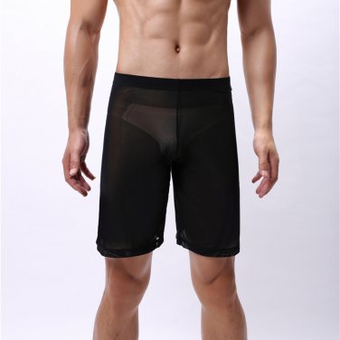 Mesh Summer Lingerie Stitching Slim Ultra-thin Transparent Boxers Plus Size Male Sheer Underpants