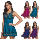 Super Size Swimdress Women 4XL Swimsuit Sheer Mesh Beachwear Plus Size Padded Beach Dresses