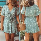 Summer Polka Dot Casual Dresses V-neck Fashion Women Break Clothes Spring Empire Streetwear