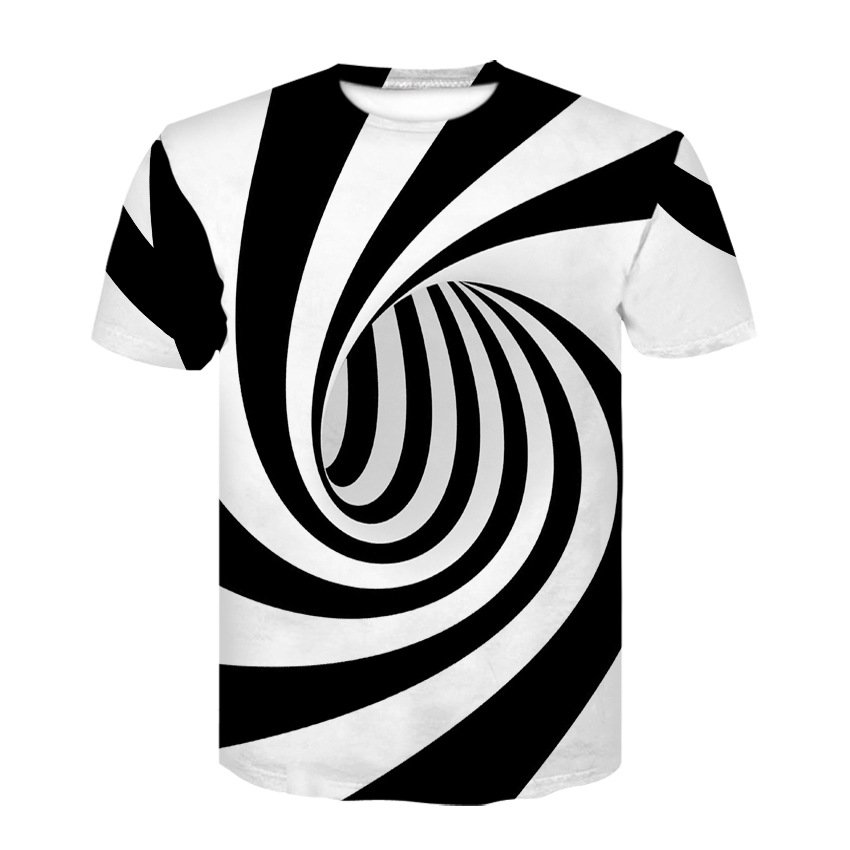 Plus Size 3XL Short Sleeve Delusion Print Tops Female Illusion Outerwear