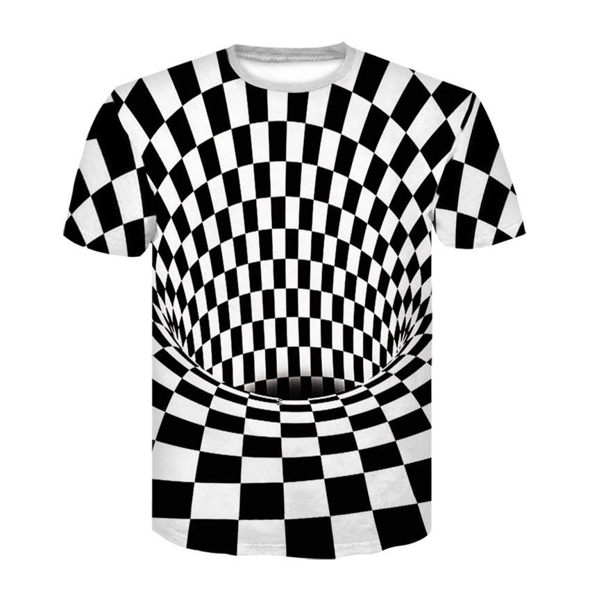 3D Print Unisex Illusion Tees Plaid Male Short Sleeve Misconception T-Shirts
