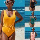 Women One Piece Swimwear High Waist Swim Wear Water Sports Gear Crew Neck Beach Wear