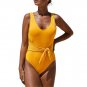 High Waist Swim Wear Water Sports Gear Crew Neck Beach Wear Solid Color Monokini