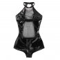 Wetlook Leather Fetish Onesies Plus Size Women Sleepwear 3XL PU Bodysuit Lingerie