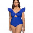 Plus Size Girl Swimming Monokini Female Water Sports Wear Cold Sleeve Swim Wear