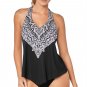 Fashion Leopard Print Tankini Women Vintage Swimwear V-Neck Water Sports Wear