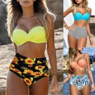 Sexy Floral Print Swimwear Lady Push-up Bikinis Spaghetti Strap Padded Swimsuit