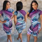 Plus Size 2XL Casual Trendy Clothing Crew Neck Summer Streetwear Striped Two Piece Suits