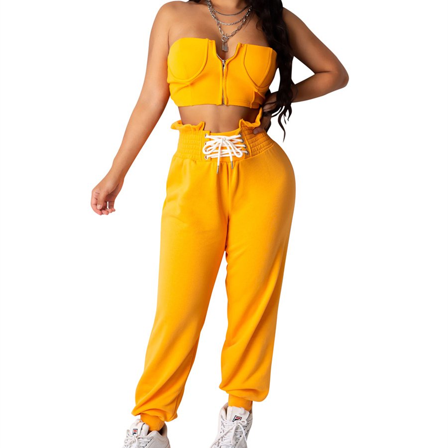 Fashion Summer High Waist Streetwear Plus Size XXL Tracksuit Women's Two Piece Pants