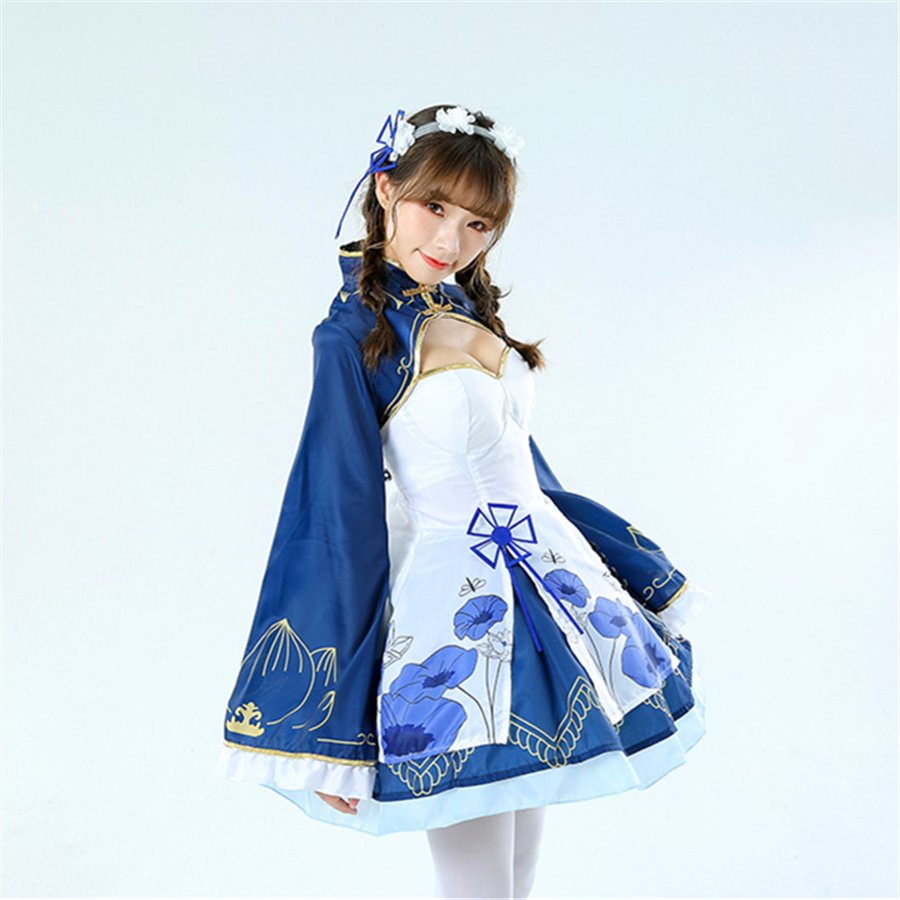 Sexy Cosplay Cartoon Maid Outfits Japaness Anime Ram Theme Costume Rem Cheongsam Carnival Dress