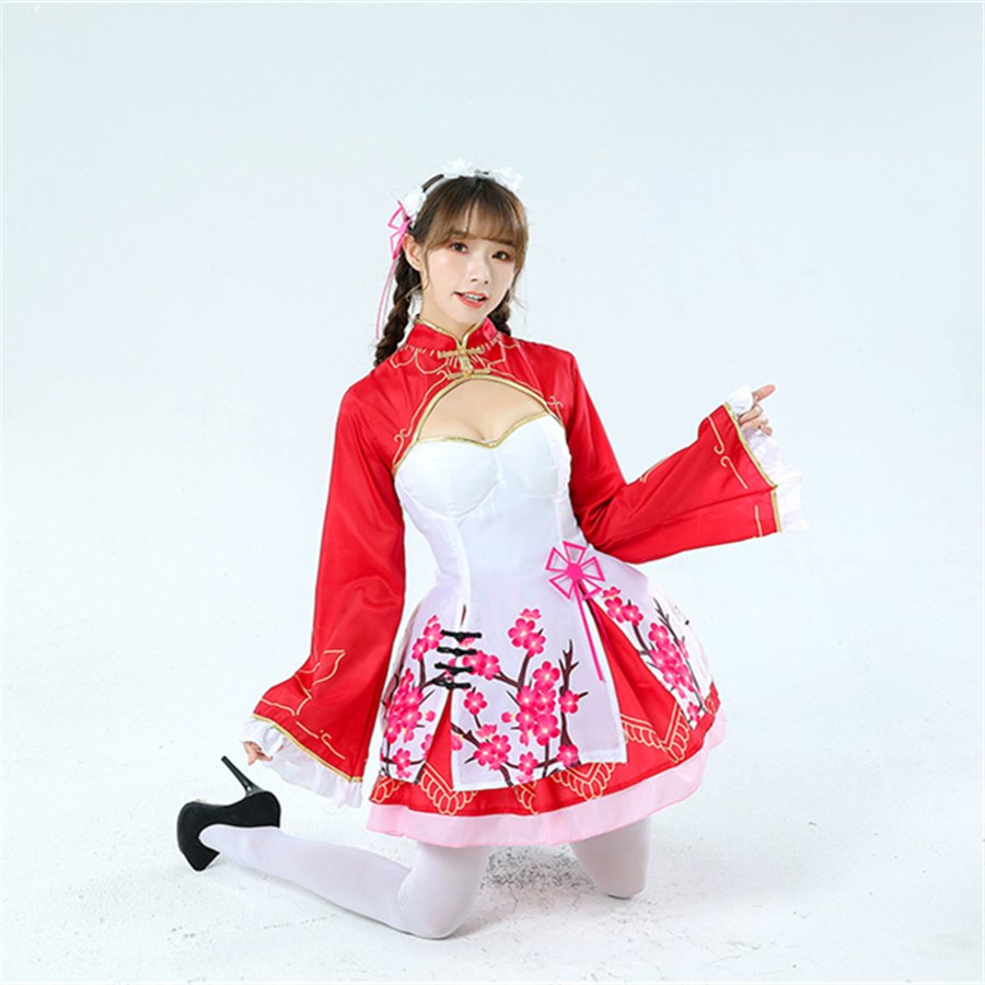 Japaness Anime Ram Theme Costume Rem Cheongsam Carnival Dress Women Mardi Gras COS Lolita Uniform