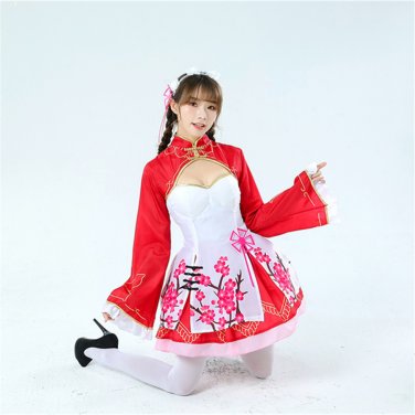 Japaness Anime Ram Theme Costume Rem Cheongsam Carnival Dress Women Mardi Gras COS Lolita Uniform