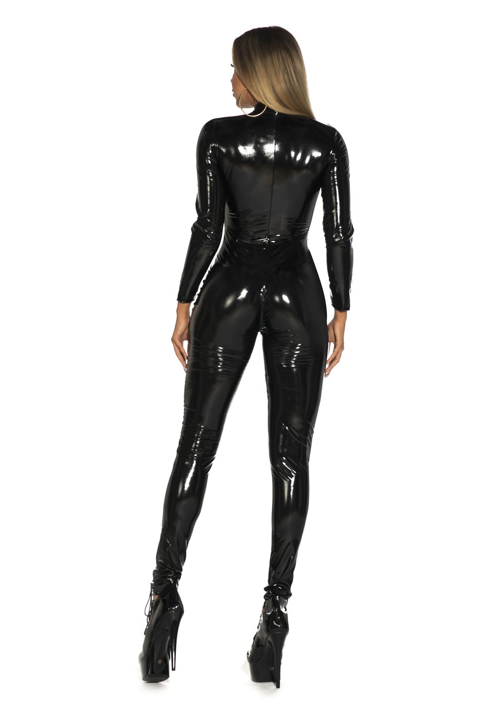 Pu Patent Leather Zipper Catsuit Sexy Pvc Jumpsuit For Women Pq6783b 2086