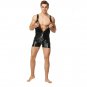 Faux Leather Overalls Bodysuit For Men Steampunk Jumpsuit PU Club Wear
