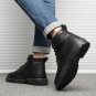 Men Faux Leather Ankle Boots Shoes Winter PU Shoes Clunky Sneakers