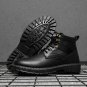 Men Faux Leather Ankle Boots Shoes Winter PU Shoes Clunky Sneakers