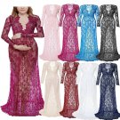 Women Pregnant Dress Sexy Deep V Neck Maternity Gown Lace See-through Elegant Long Dresses
