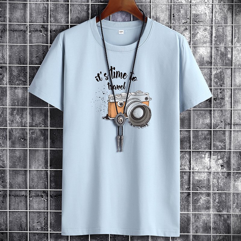 Plus Size 2XL Cotton Tops Summer Big Size Fashion T-shirt for Men PQ1016B