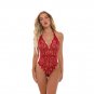 Red Sexy Halter Teddies Lingerie Valentine Day V-neck Bodysuit For Women