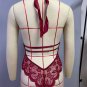 Red Sexy Halter Teddies Lingerie Valentine Day V-neck Bodysuit For Women