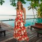 Spaghetti Strap Maxi Dresses Women Floral Printed Boho Dress