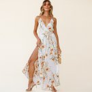 White Summer V-Neck Streetwear Fashion Wide Leg Jumpsuit For Women