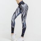 Wing Print Leggings Blue Bubble Butt Yoga Outfits Women Activewear PQ125