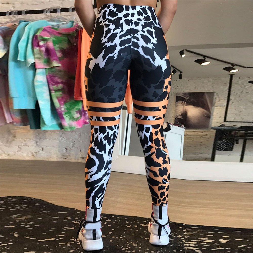 Plus Size 2XL Leopard Print Leggings Bubble Butt Yoga Outfits Women Activewear