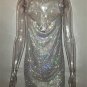 Silver Sequin Sexy Backless Mini Dress Halter Club Dresses Women PQ0155B