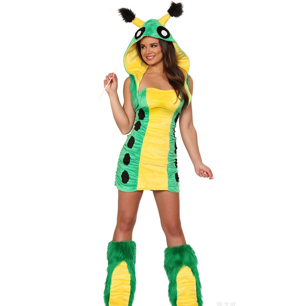 Faux Fur Caterpillar Carnival Uniform Fairy Tale Cosplay Animal Costume
