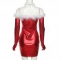 Faux Leather Christmas Dress For Women Xmas Night Club Wear PQ8649