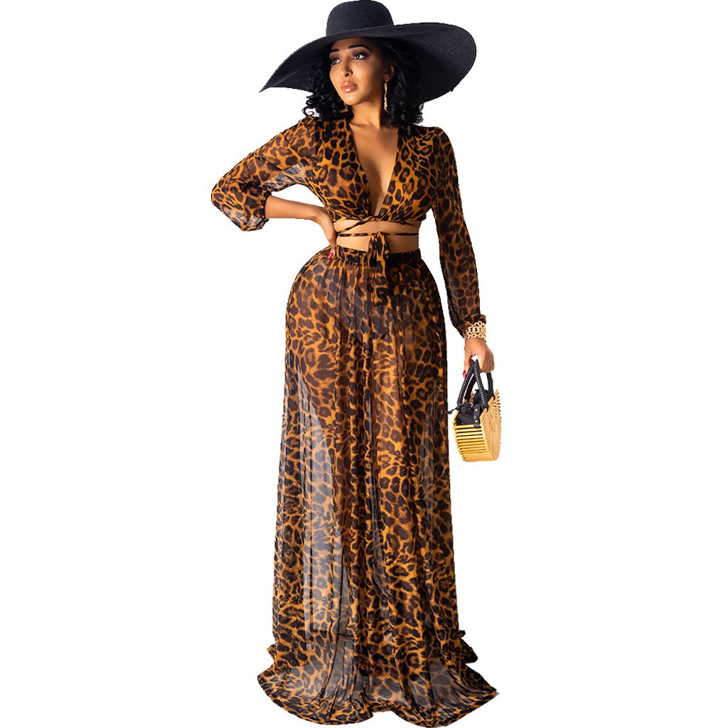 Leopard Print Boho Dress Summer Maxi Dresses For Women PQ10214A