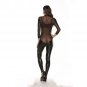 Black PVC Jumpsuit Catsuit Mesh Patchwork Patent Leather Bodysuit Women PQ2125