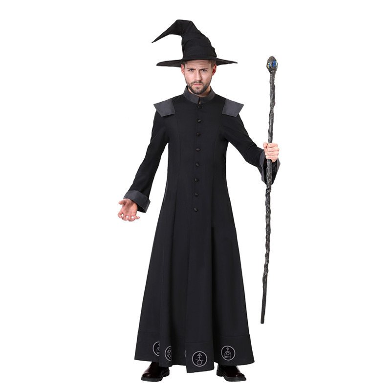 black classic sorcerer Costume Halloween prophet Uniform demon Outfit ...