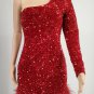 Women Sexy Sequin Dresses Short One Shoulder Night Club Dress PQ8882