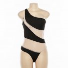 Black One Piece Mesh Hollow Out Swimsuits Women Monokini Swimming Wear PQ46987