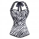 Zebra Printed Overbust Corselet Women Sexy Halter Corset PQ7376
