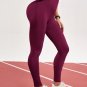 Women High Waist Exercise Yoga Pants Seamless Bubble Butt Tights Solid Color Sport Leggings