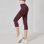 Solid Color Capris with Pocket High Waist Yoga Outfit Sexy Cropped Pants For Women