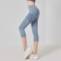 Solid Color Capris with Pocket High Waist Yoga Outfit Sexy Cropped Pants For Women