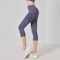 Solid Color Capris with Pocket High Waist Yoga Outfit Sexy Cropped Pants For Women