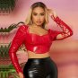 Faux Leather Party Tops For Women Sexy PVC Fetish Wear Night Club Wear