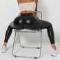 Women Bubble Butt PU Leggings Sexy Hot Pants High Waist Faux Leather Trousers