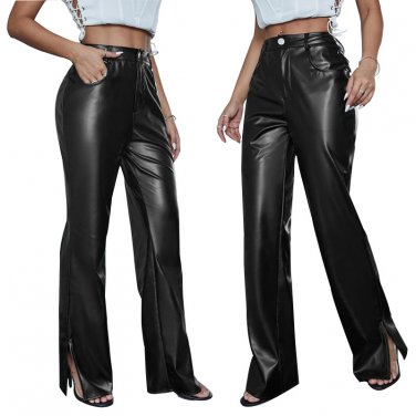 Women Steampunk PU Hot Pants Sexy High Waist Faux Leather Trousers