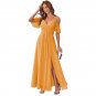 Women V-neck Casual Boho Dresses Floor Length Spaghetti Strap Summer Maxi Dress PQSS19