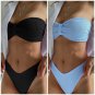 Solid Color Off Shoulder Bikini Sets Swimwear Beach Equipment For Women